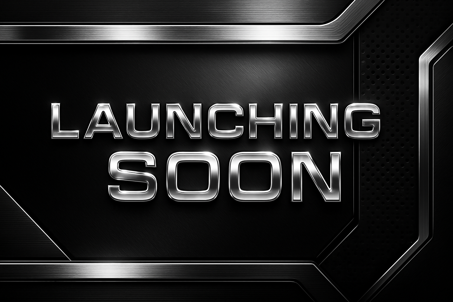 create a "launching soon" black and chrome background
